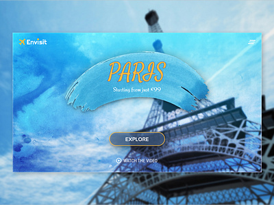 Envisit Landing Page best design booking app dribbble best shot figma graphic design graphic art illustraion landing page landing page concept paris travel app trip planner ui ux design user experience design user experience ux user interaction user interface design web app design web application design web design