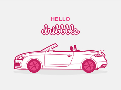 Hello Dribbble! audi audi tt car cars design hello dribbble illustration sportscar sticker sticker design vector