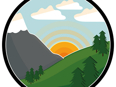 Hillside adobe adobe illustrator circle color design hill illustration illustrator landscape mountain sunrise sunset vector