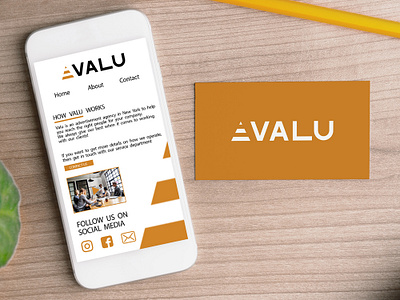 Valu Adverisement Agnecy branding business card card clean design graphicdesign illustrator logo logodesign mock up orange phone photoshop pyramid social media table typography value webdesign