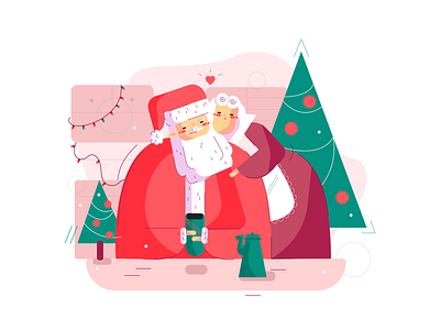 Santa character christmas design illustration present santa santa claus snow day winter