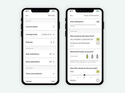 Daily UI #007 Settings Page app comedy dailyui design ios settings ui uidesign ux uxdesign