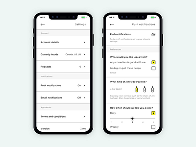 Daily UI #007 Settings Page app comedy dailyui design ios settings ui uidesign ux uxdesign