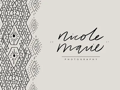 Nicole Marie Photography aztec black bohemian boho boho branding brand design brush lettering diamond hand lettering hand written illustration logo design minimal pattern photographer photography wedding photographer