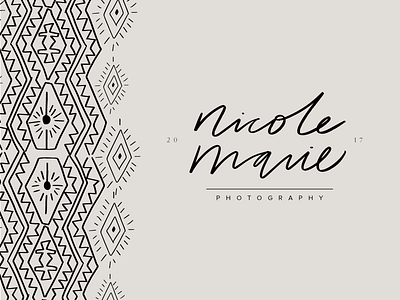 Nicole Marie Photography aztec black bohemian boho boho branding brand design brush lettering diamond hand lettering hand written illustration logo design minimal pattern photographer photography wedding photographer