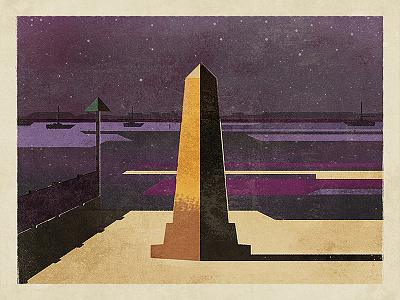 The Crowstone beach chalkwell crowstone essex estuary fendell posters illustration leigh on sea brewery london night print river southend thames uk