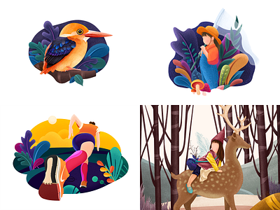 Top 4 shots of 2018 animation bird design girl illustration inset little typography ui