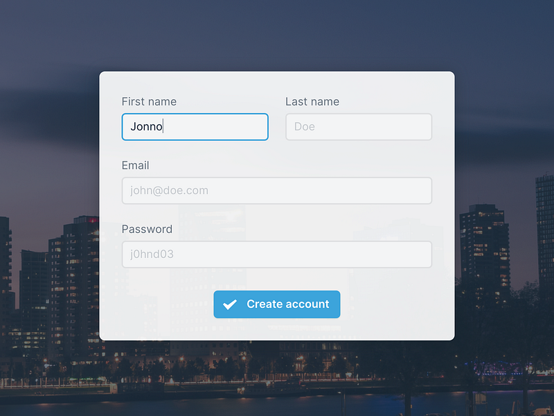 Create account blue button form signup