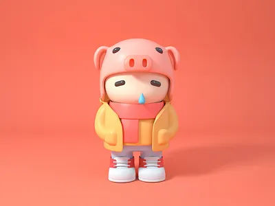 a cute little pig 3d 3d art design illustration