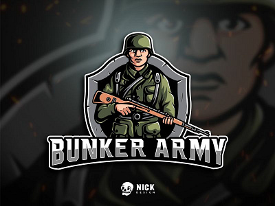 Bunker Army Esport Logo army branding character design design esport logo esports gamers gaming gaming logo illustration logo mascot pubg soldier sport branding sport logo sports streamer twitch youtube channel