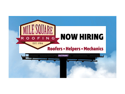 Roofing Company Billboard 3 ad advertisement advertising billboard company extension hiring minimal now hiring ooh out of home out of home out of home media out of home media outdoor advertisement outdoor advertising