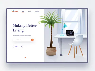 Reva app app design art branding color design furniture hero icons illustration ios lamp landing page logo mac book minimal ui ux vector website