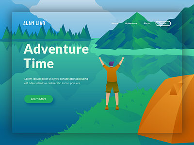 hero illustration for adventure website adventure header hero image hiking homepage illustration landing page landing page concept traveling ui