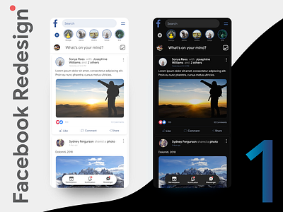 Facebook home Redesign challenge dark facebook redesign theme