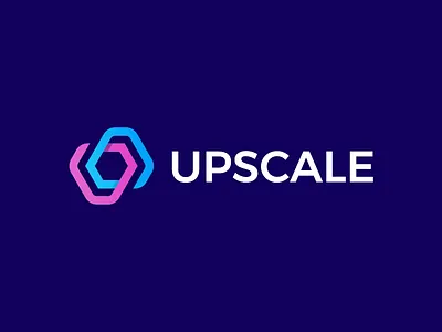 Upscale Analytics Logo analytics dashboard bold strong identity branding design clean minimal geometric polygon hexagon growth sales firm logo mark logotype symbol pink purple blue