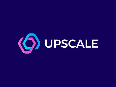 Upscale Analytics Logo analytics dashboard bold strong identity branding design clean minimal geometric polygon hexagon growth sales firm logo mark logotype symbol pink purple blue