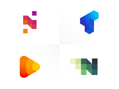 2018 Top 4 logos 2018 2019 beautiful apps developer blockchain software developer colorful creative design dribbble flat 2d geometric letter mark monogram logo logo design marketing music entertainment modern n play startup start up t top4shots vector icon mark symbol