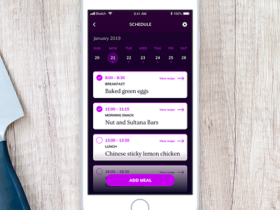Daily UI 071 - Schedule 071 app daily 100 challenge daily challenge daily ui dailyui food app ios mobile mobile app schedule sketch ui ui challenge ui interface