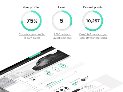 JD Sports - My Account Rewards Platform account circle design circle graph circle infographic clean design graphic design infographic landing page loyalty my account points progress retail sports brand ui vector web design website