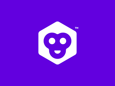 Hex Monkey ape app branding clean design dynamic flat geometric graphic design icon icons illustration illustrator logo logotype minimal monkey purple simple vector