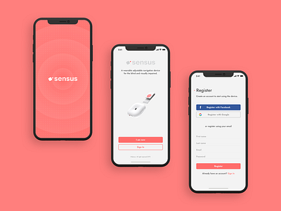 Sensus app blindpeople branding clean iphonexs login minimal sign in splashscreen ui ui ux ux