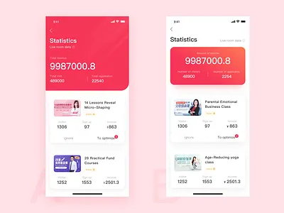 Live room data app course data knowledge payment live broadcast short video ui