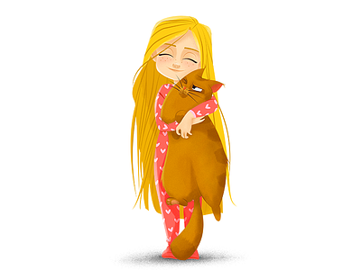 Little girl (Draw this in your style) cartoon illustration cat character design children illustration digital painting girl hug illustration kid little vector vector artwork