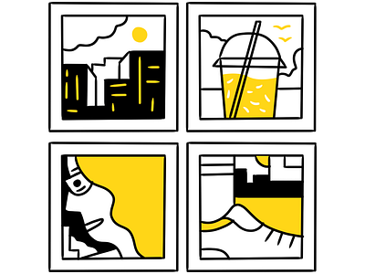 exploring basketball black brush city exploring face lines smoothie stroke style yellow