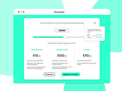 Kostenpagina voor CommonEasy branding calculator clean design green ui ux web website work