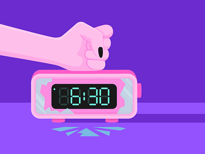 Monday - New year, still tired alarm bright broken clock colour digital girl hand illustration illustrator mondays morning pink purple shadow shadows time tired vector