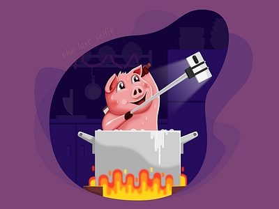 The last selfie adobe ilustrator adobe photoshop affinity designer cartoon character illustration pig vector art vectorartwork