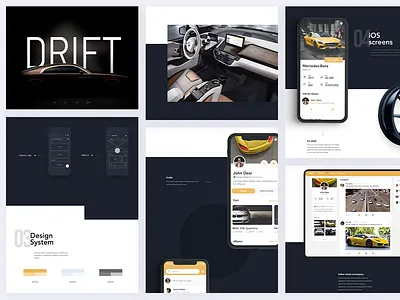 DRIFT - Social network for motorist app car composition design designsystem goodrequest ios motorist web yellow