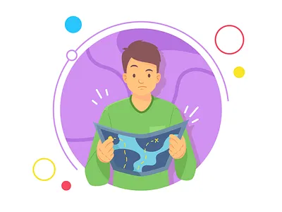 Finding the Treasure adventure character character illustration design icon illustration map map illustration minimal travel vector