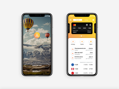 Online banking app adobe bank app creative cloud currency exchange debit card iosapp iphone iphonexs mobile app online banking photoshop raiffeisen recreate redesign rethink send money ui ui ux ux wallet