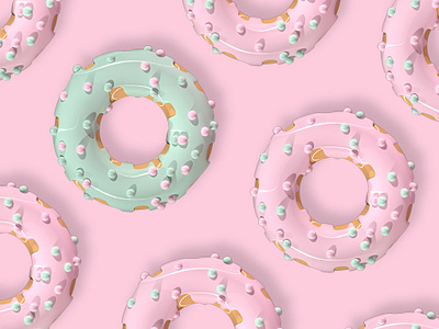 Sweet pattern. 3d art c4d cinema 4d design donut graphic design illustration logo pattern photoshop pink render sweet