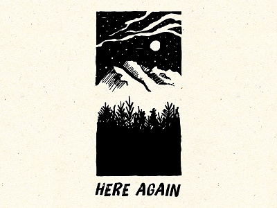 Here Again - Worship Night Illustration black elevation worship experience community church hand drawn here again illustration mountains music night pine trees sharpie worship night