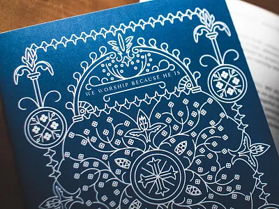 2019 Devotional & Fast Booklet Cover blue blue and white booklet christian church cover devotional experience community church illustration linework print religious traditional vector worship