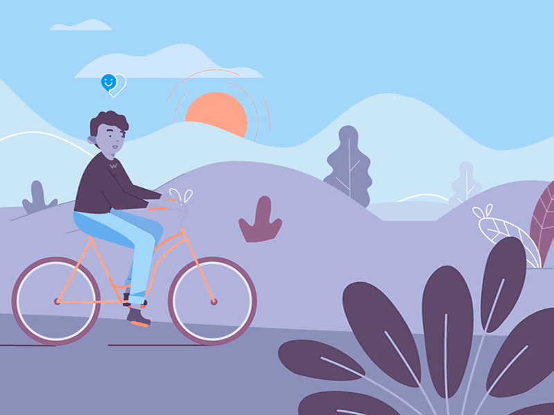 Healthy Peeps 2d 2d animation after effects animation apple bike character design explainer video grandma granny health illustration landscape meditate nature outdoors outside storyboard sun yoga