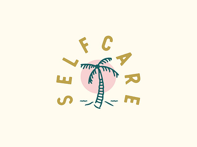 Self Care beach branding design flat illustration logo minimal palm tree vector