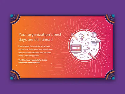 Juicebox Nonprofit Mailer direct mail gradient illustration mailer nonprofit postcard