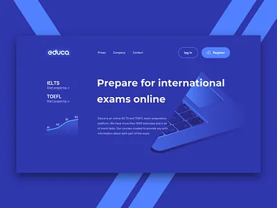 Prepare for international exams online business color design exams figma flat icon level log in macbook macbook air marvel scetch touch typography ui ui ux ux ux designer web