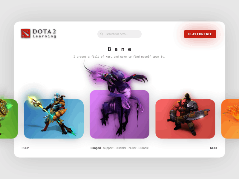 Dota 2 clean design dota 2 game interactive minimal motion principle ui