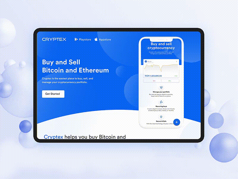 Cryptex landing interaction branding cryptocurrency interaction landing page logo ui ui ux design uidesign ux