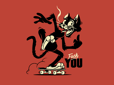 Fuck You animals cat character graphics illustration skateboarding vector design