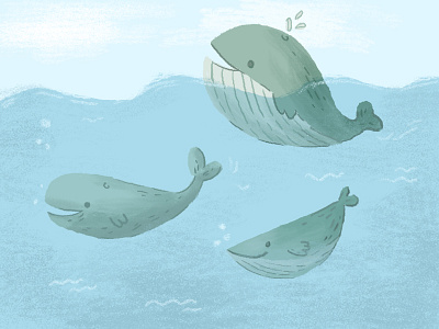 Whales cartoon character design drawing flat design illustration