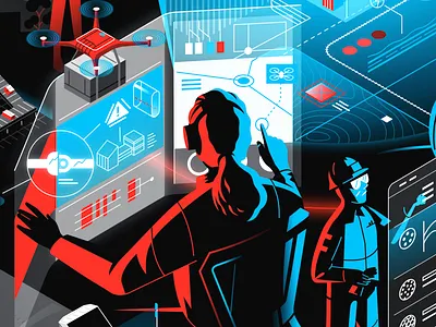 Future Industrial Tech art direction branding colour computers design editorial futuristic graphic design illustration industrial jasonsolo limited palette science technology ui vector