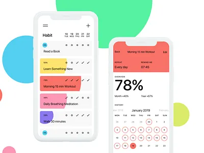 Habit — Daily Tracker app calendar check list checkmark checks circle color habit ios iphonex todo todo app todoist tracker typograpgy ux ui