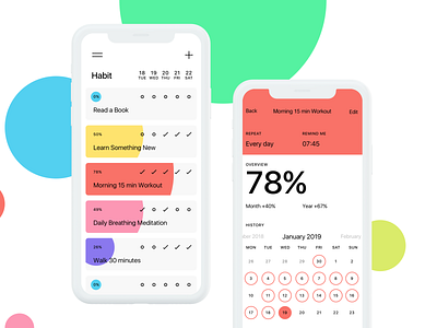 Habit — Daily Tracker app calendar check list checkmark checks circle color habit ios iphonex todo todo app todoist tracker typograpgy ux ui