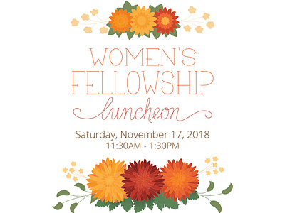 Women's Event Flyer advertisement custom lettering event fall floral design flower illustration flyer illustration luncheon typography women