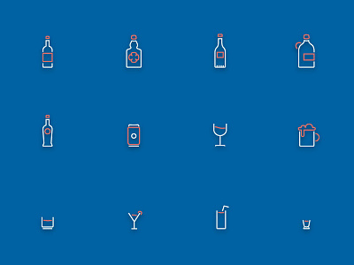 Alcohol icons alcohol beer beer bottle blue design icon icons design icons pack icons set illustration martini vector wine wine bottle